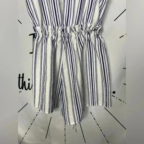LF Seek the Label Blue & White Striped Paper-bag Waist Romper - Picture 6 of 9